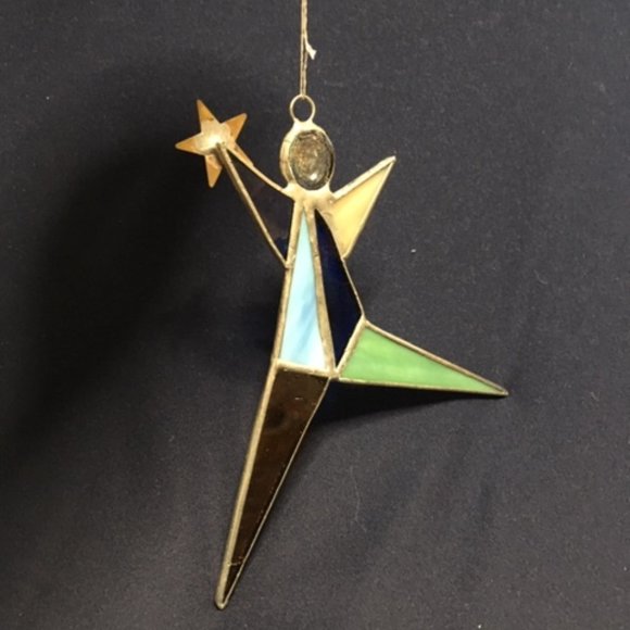 Still Rock Stained Glass Star Person Ornament Suncatcher Handmade 5x6" - Picture 7 of 9